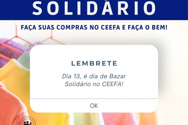 Vem aí: Bazar Solidário!